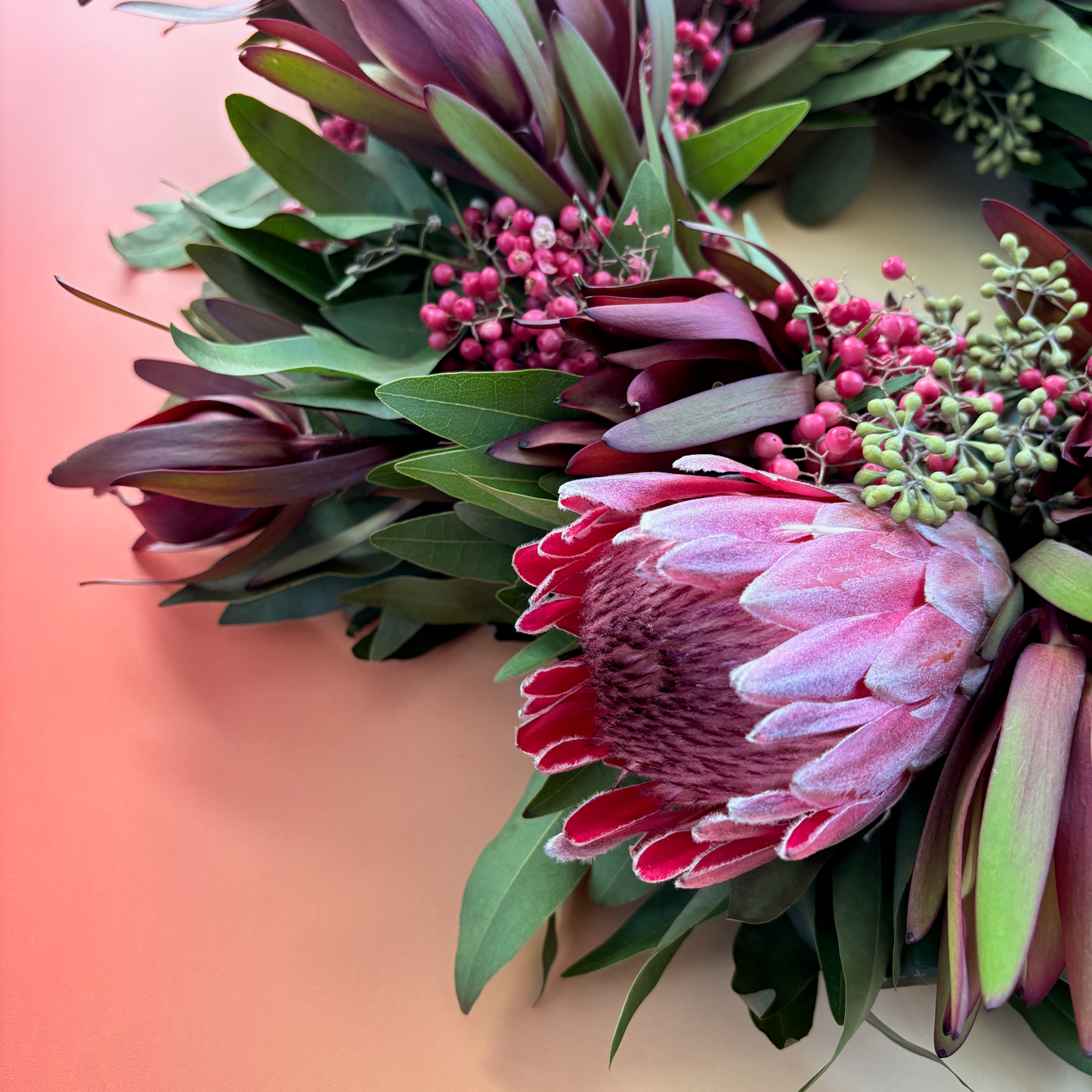 Jill's Holiday Protea Wreath